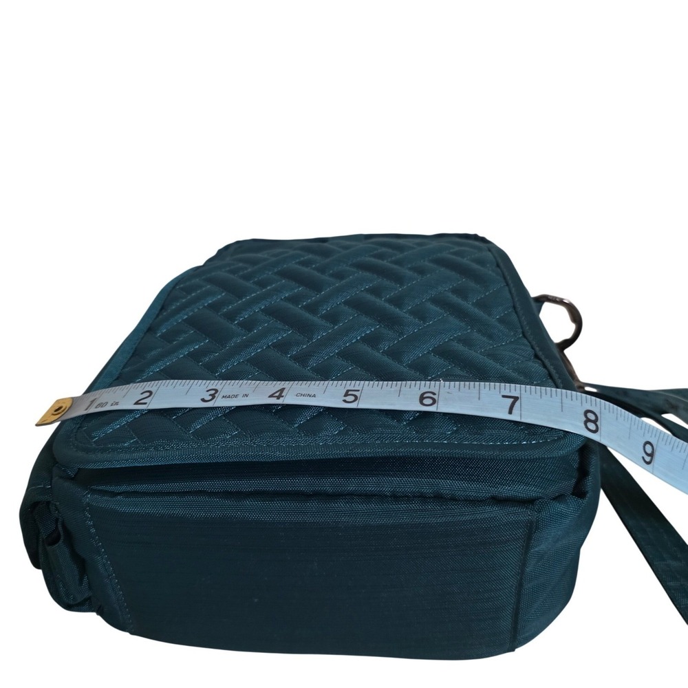 Lug Flapper Crossbody Bag Small Teal Blue Quilted Basketweave Travel RFID - Picture 11 of 12